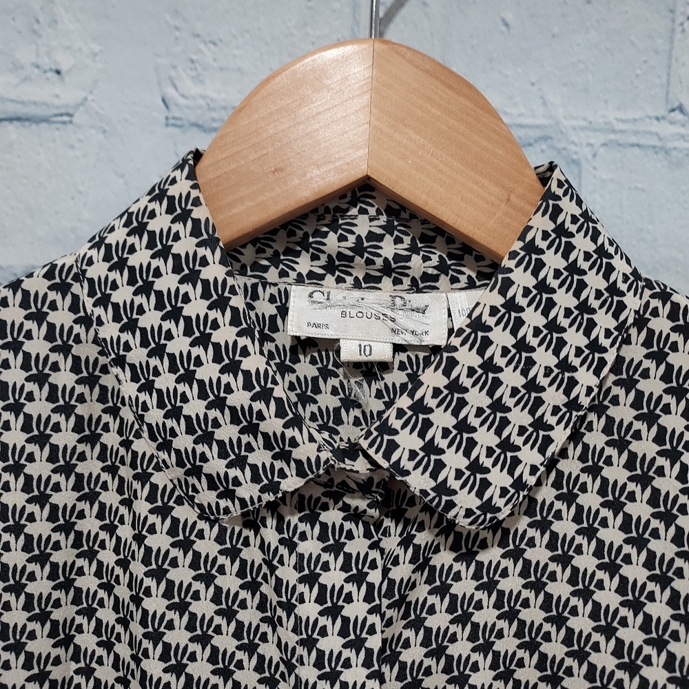 Vintage Womans 10 Office Business Work Attire Blouse Top Modest City Abstrat